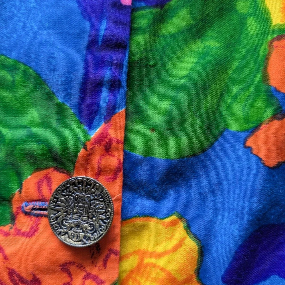 Handmade Vintage 70s Psychedelic Floral Palazzo Jumpsuit XS Mod Wide Leg
